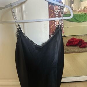 Victoria's Secret Black Satin Dress with Glittering Straps